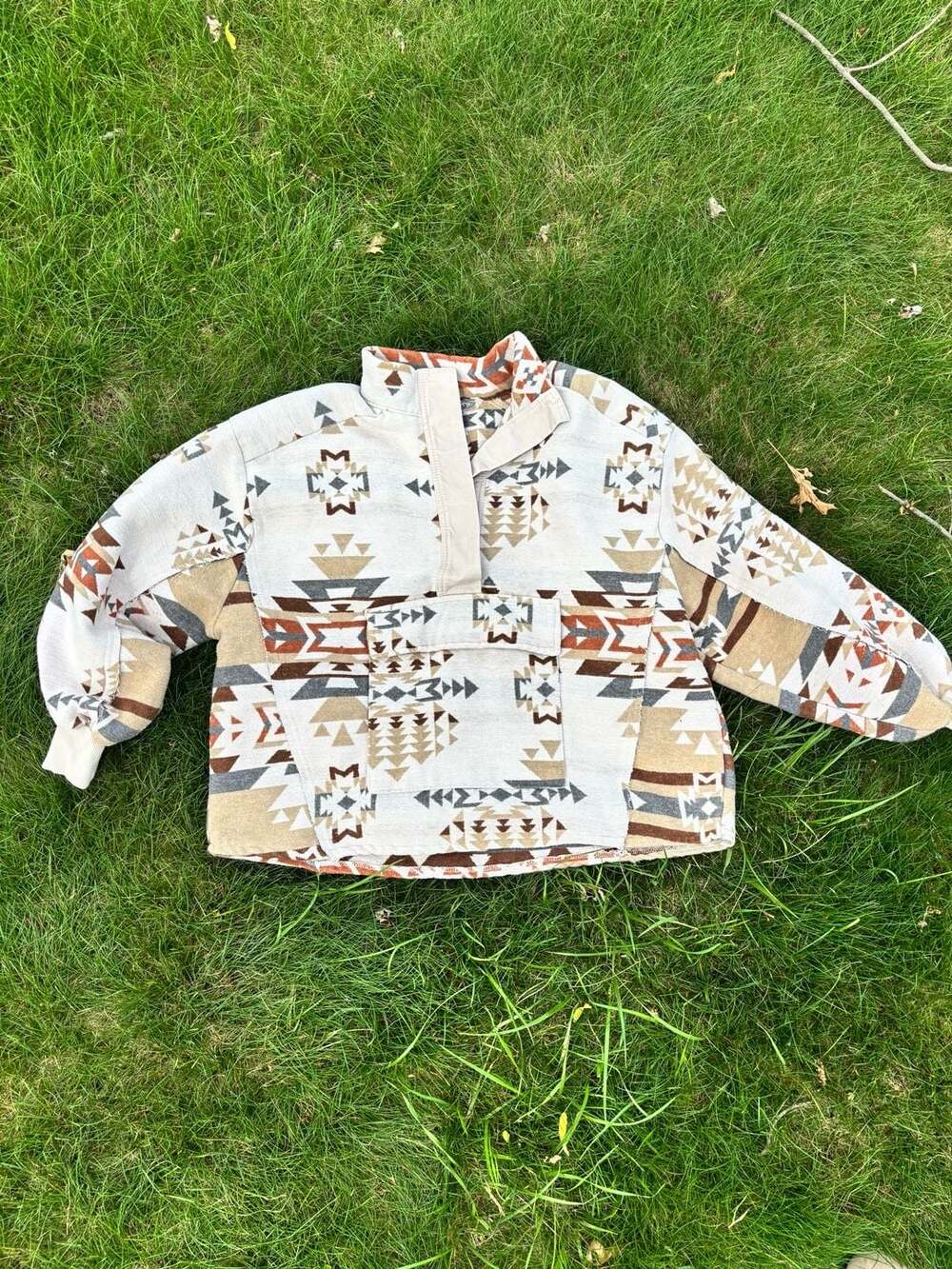 Blue B Collection Southwestern Aztec Print Quarter-Zip Pullover Jacket Size S